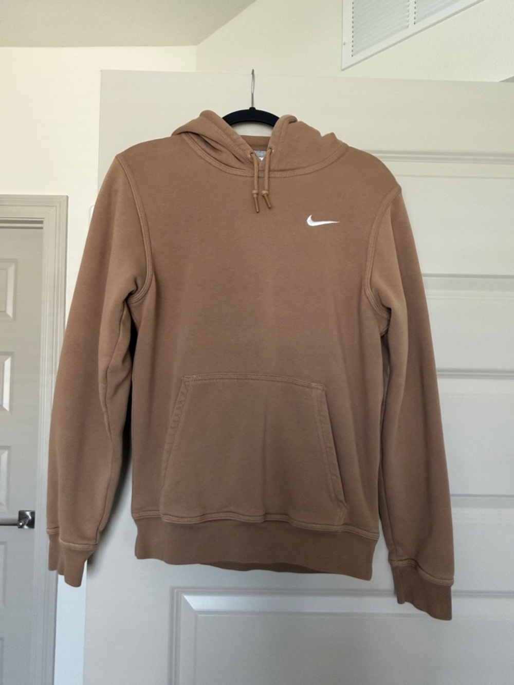 Nike Brown Pullover Hoodie with White Swoosh Detail